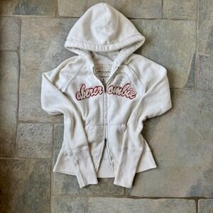 Abercrombie Y2K 2000s Double Zip Hoodie  Embroidered Logo‎ fits Women's XS or S